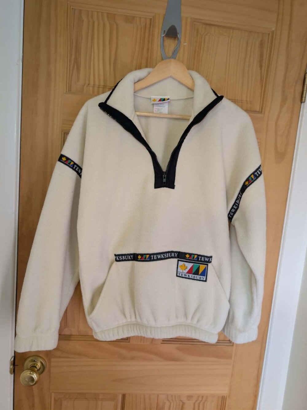 Tewksbury Canada Mens Fleece Quarter Zip Pullover Cream White M